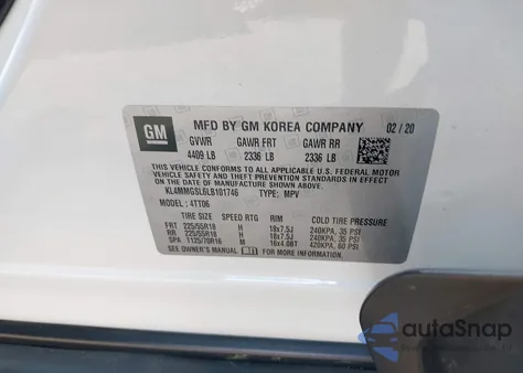 2020 Buick Encore Gx Awd Essence from USA, damaged, VIN KL4MMGSL6LB101746